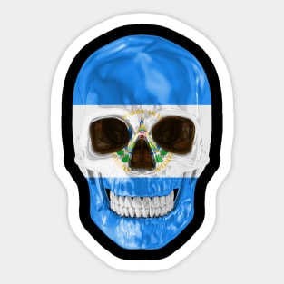 El Salvador Flag Skull - Gift for Salvadoran With Roots From El Salvador Sticker